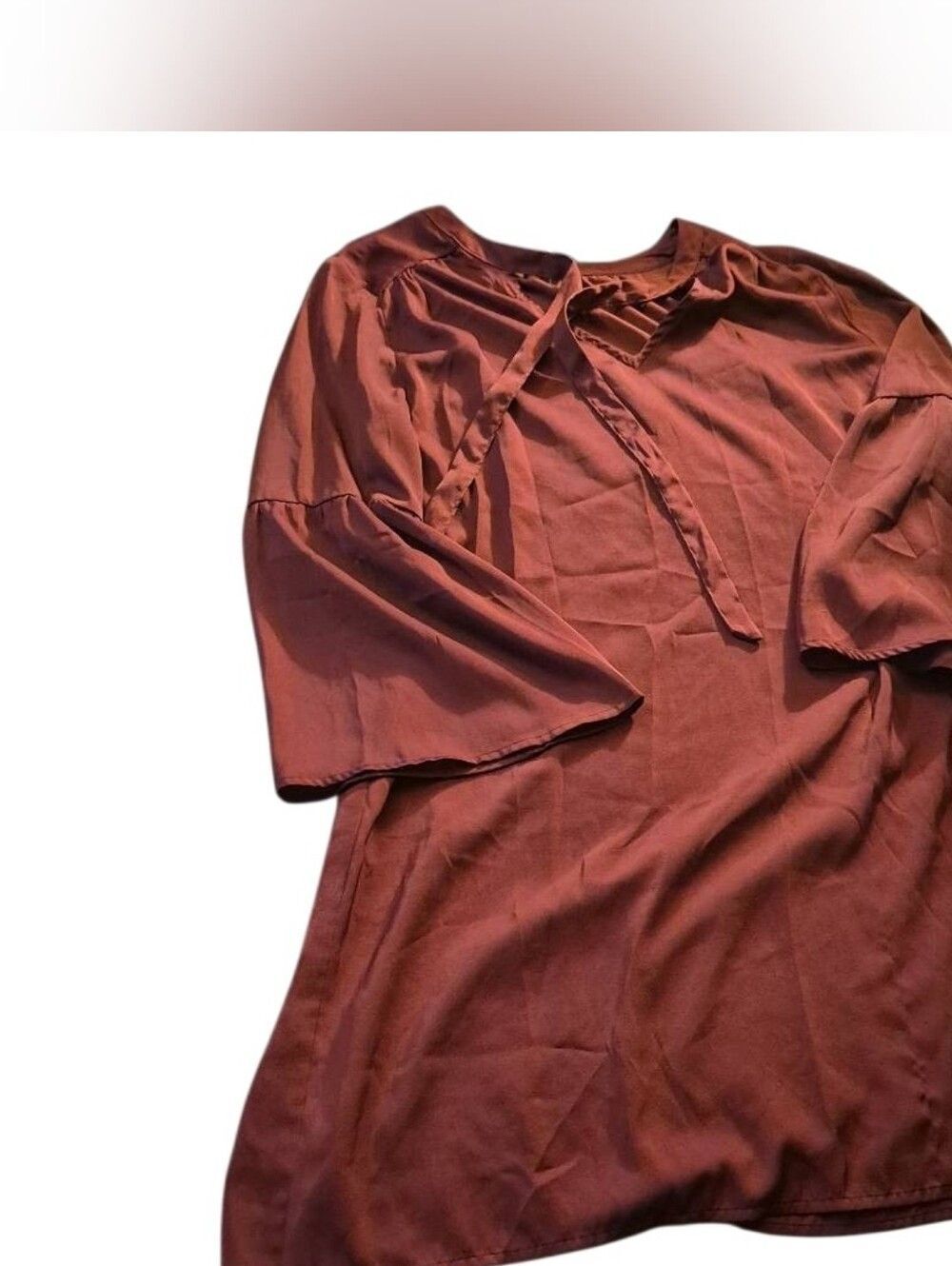 Old Navy Rust Tie-Neck Bell Sleeve Tunic(241)